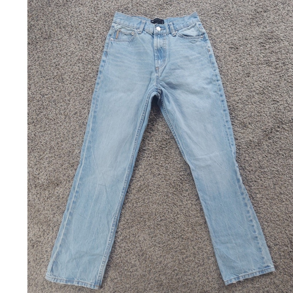 ASOS DESIGN Jeans Women 26 Light Blue Straight Leg High Rise 100% Cotton Denim